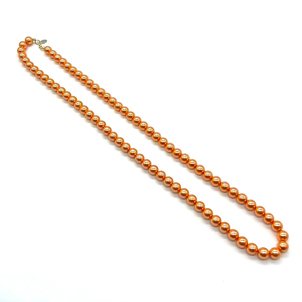 Vintage JOAN RIVERS Signed 30” Classic Collection Peach Glass Pearl Necklace